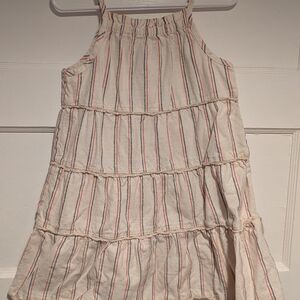 Copper Key Striped Kids Casual Dress - Cream, Red, Blue